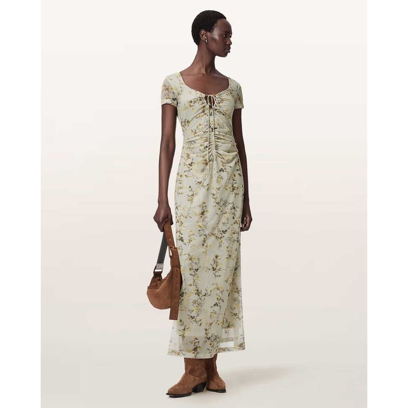 AllSaints Gabby Floral Print Mesh Maxi Dress image number 3